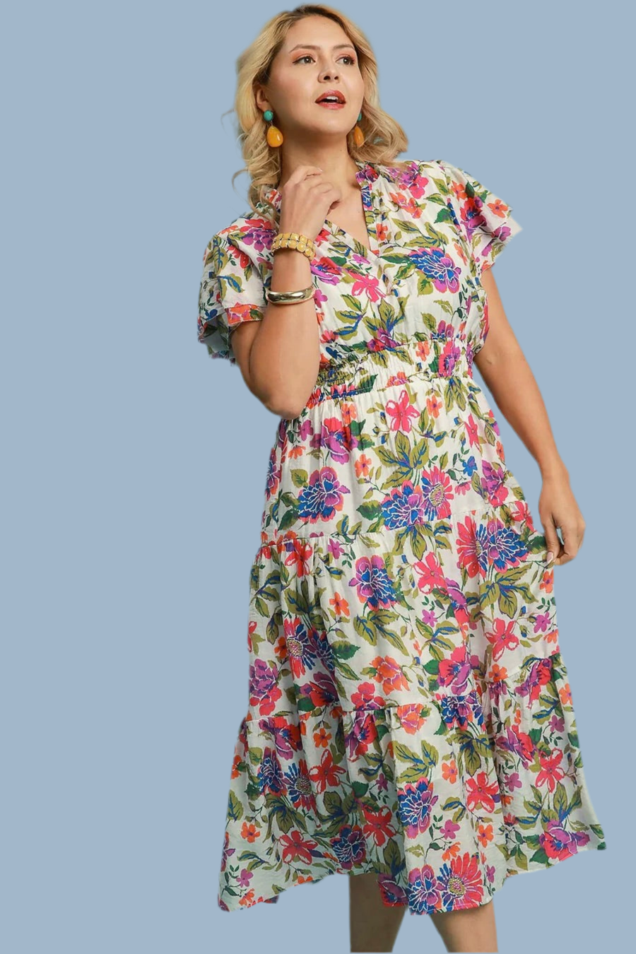 Umgee Women's Plus Size Floral Midi Dress – Purple Door Boutique
