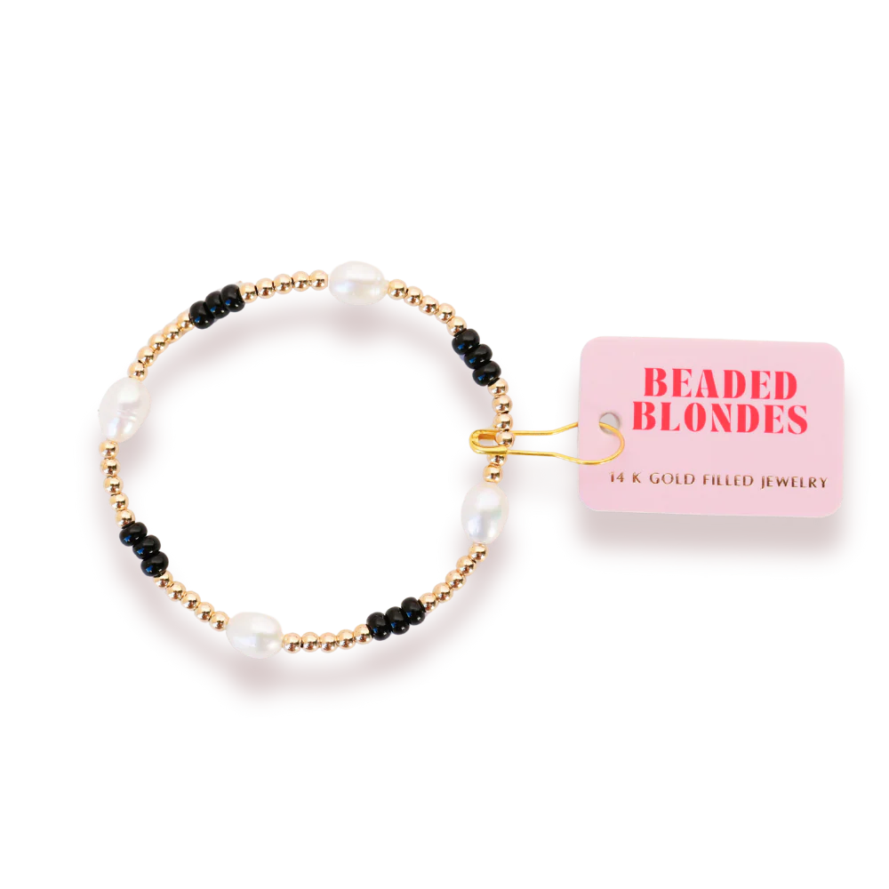 Vegas: Beaded Blondes ILY Pearl Necklace With Clasp - 16 inch *Final Sale* main image 0