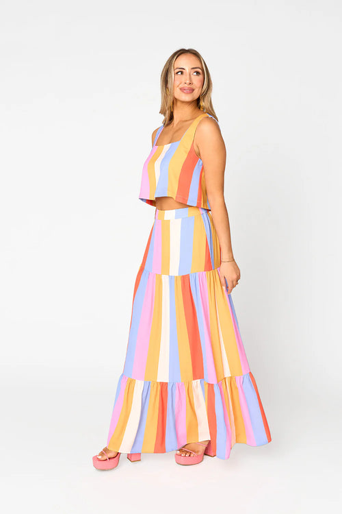 Buddy love cookie maxi skirt stripped  set in pool boy