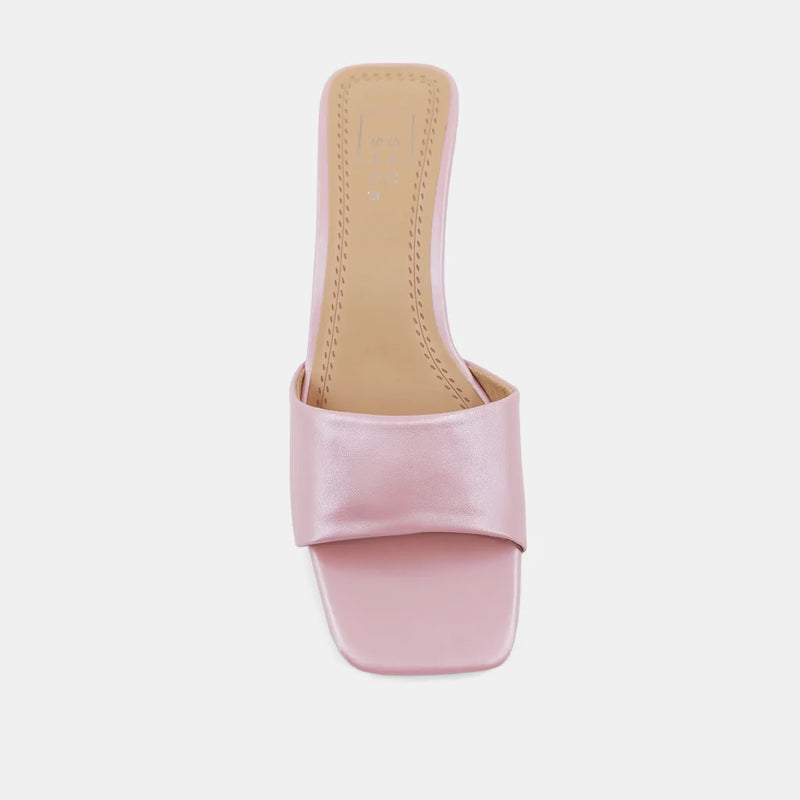 Shu Shop metallic light pink with clear kitten heel