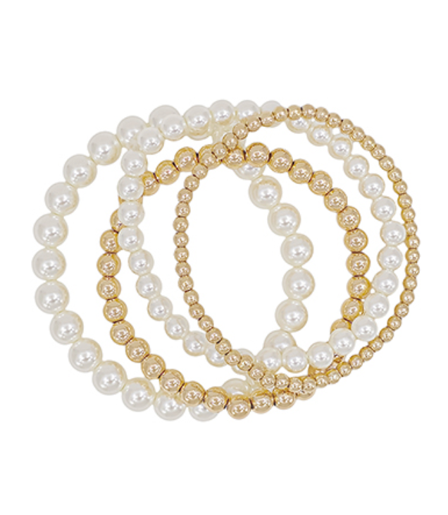 Pearl and gold bracelet set