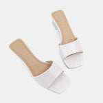 Shu shop Fergie pearl white with clear kitten heal sandals
