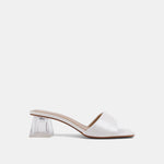 Shu shop Fergie pearl white with clear kitten heal sandals