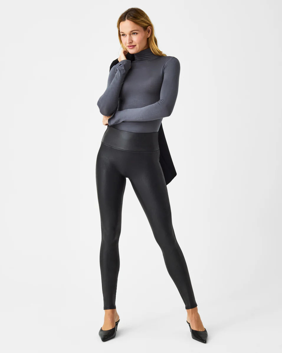 Faux Leather Black Leggings | Purple Door Boutique