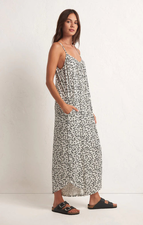 Z Supply Flared Gia Ditzy jumpsuit in sandstone with black floral print