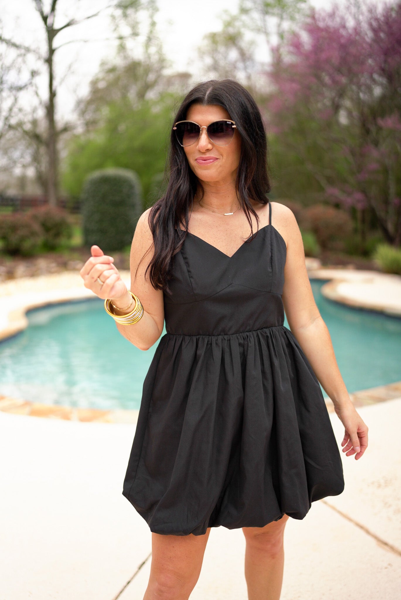 Black Bubble Hem Spaghetti Strap Dress | Purple Door | Commerce Ga Large Black Bubble Hem Spaghetti Strap Dress | Purple Door | Commerce Ga Large