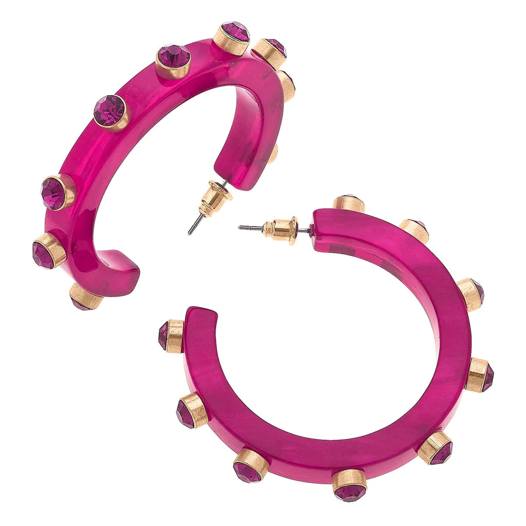 resin hot pink studded earring