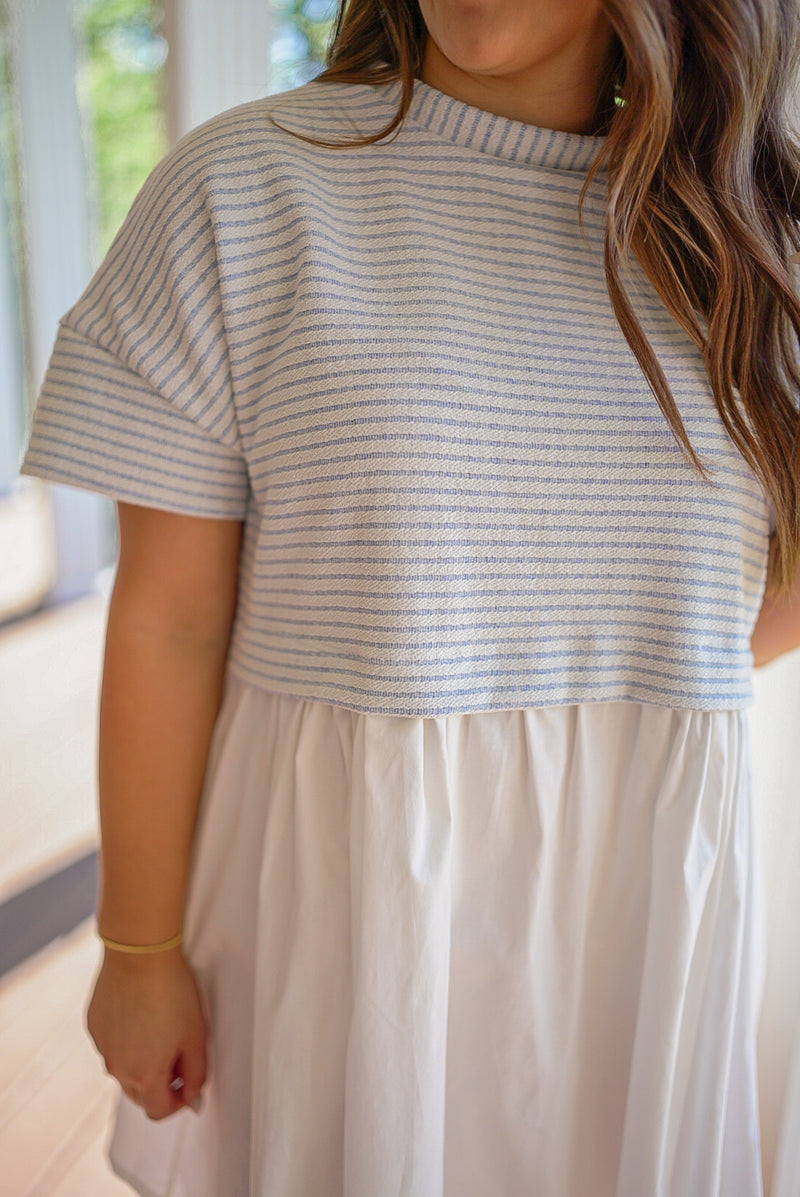 casual stripe top tee shirt linen dress