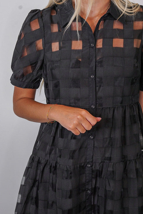 classy black textured midi dress