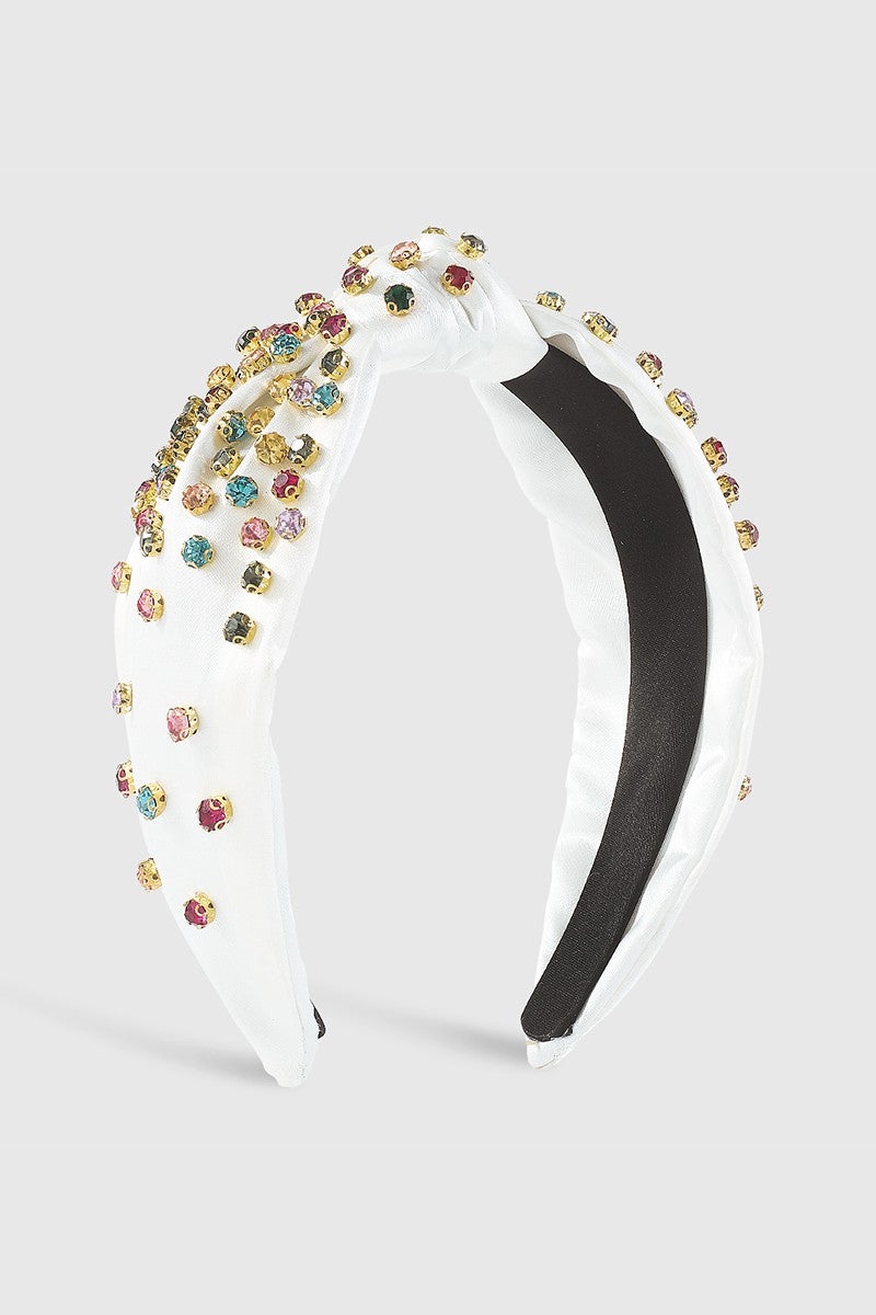 WHITE SATIn crystal jewel headband
