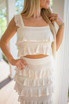 ivory midi skirt set for bridal showers