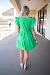 green square neck babydoll dress