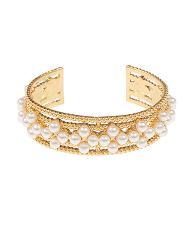 pearl cluster cuff bracelet