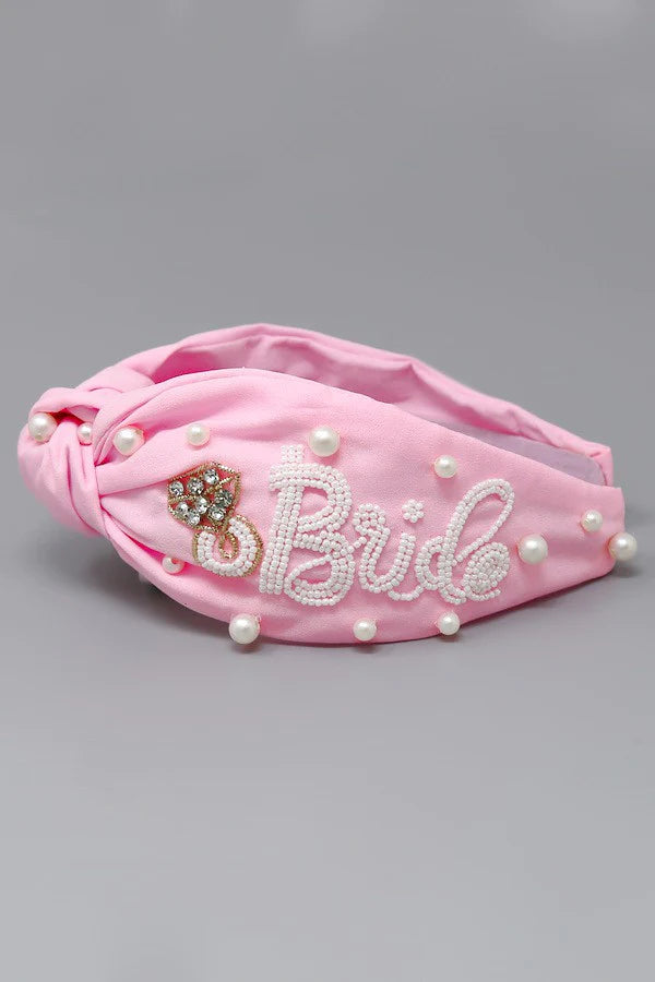pink bride beaded headband