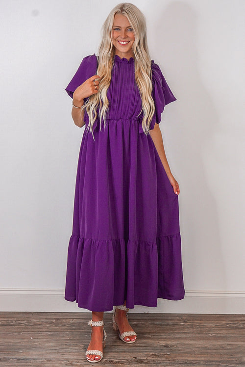 purple ruffle entro womens maxi dress fall