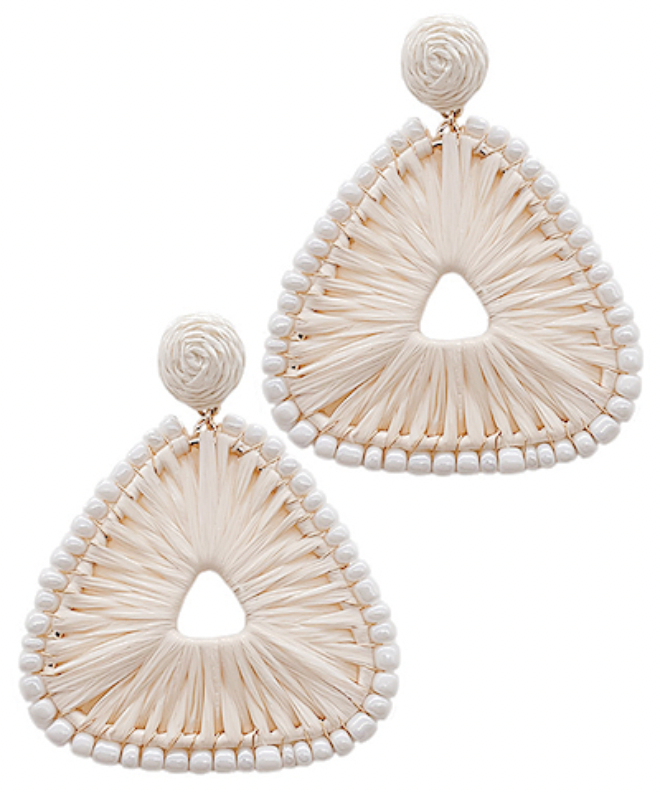 Triangle Raffia Ivory Earrings