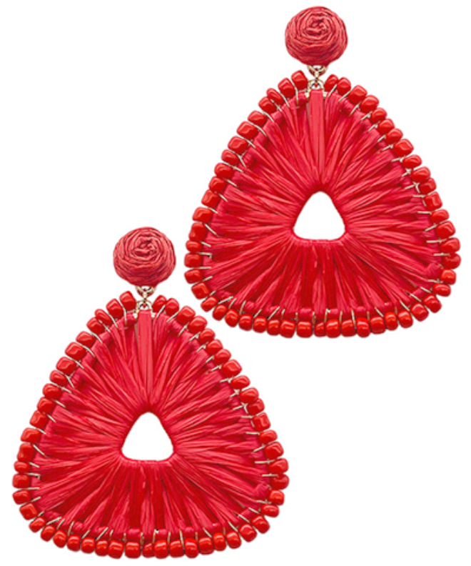 red raffia earrings