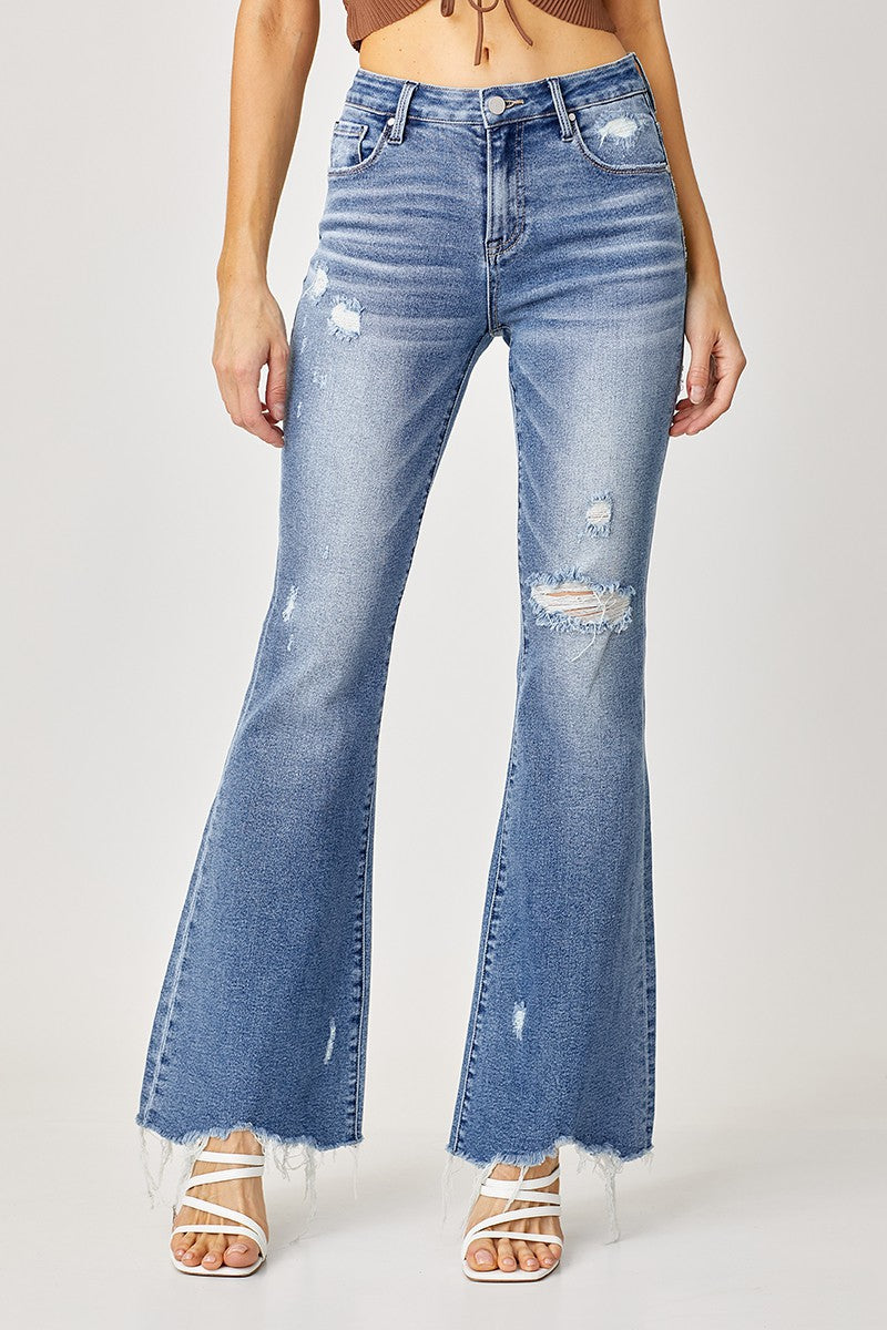 risen plus size flare denim jeans