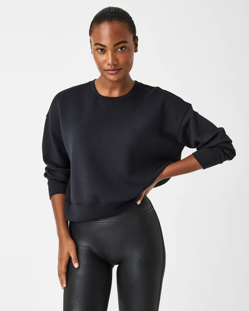 AirEssentials Black Crew Pullover | Purple Door Boutique | Spanx