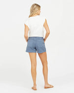 spanx blue twill shorts