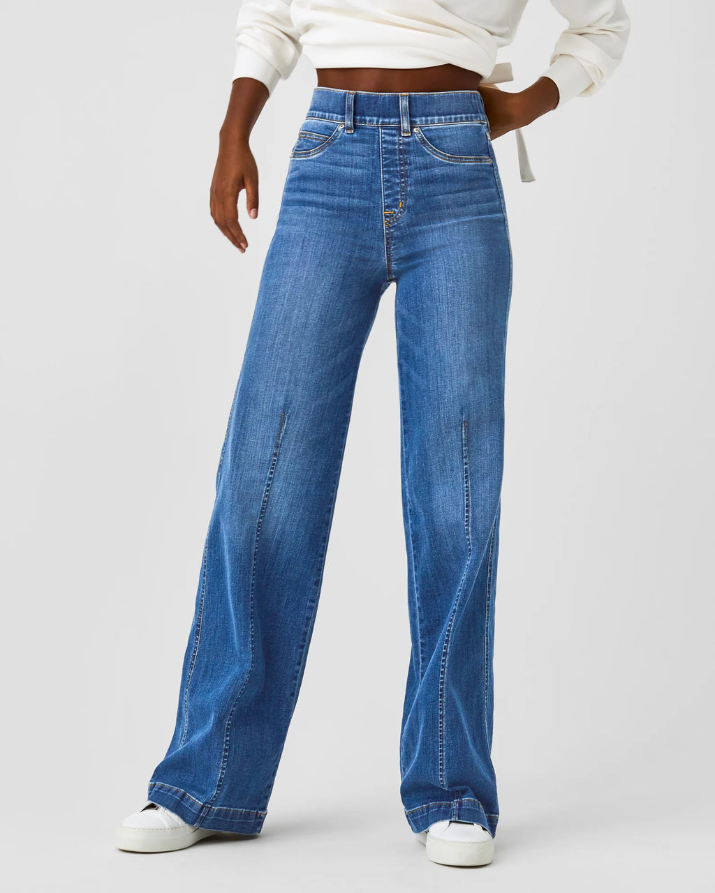 spanx denim wide leg jeans vintage indigo