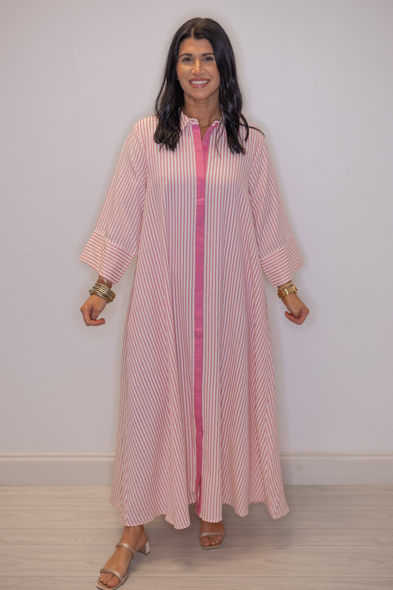 pink stripe maxi dress Women's Entro Pink and White Striped Maxi Dress – Purple Door Boutique