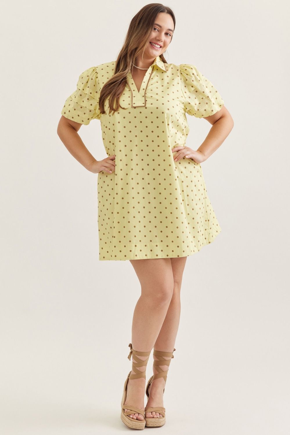 yellow dress red polka dot ALAZA Dots Women's Summer Sleeveless Soft Casual Tank Dress with Pockets at Amazon Women's Clothing store cake smash photoshoots and theme park visits Women's Pale yellow/polka dot Open-Back