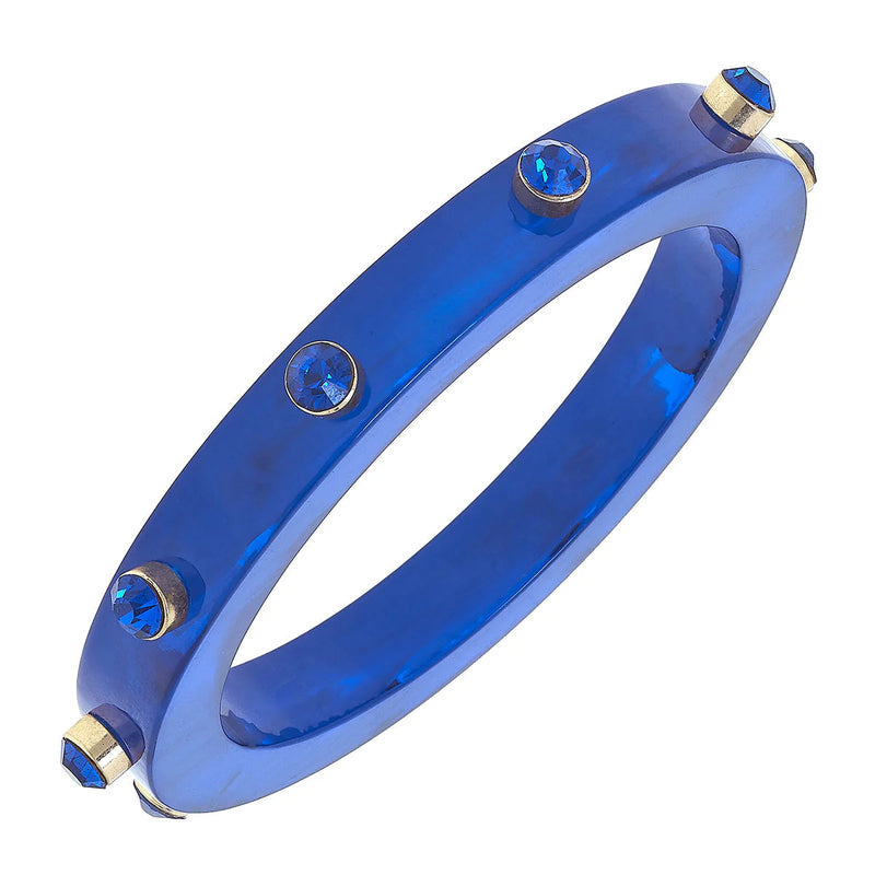 Resin Rhinestone Bangle Bracelet Royal Blue