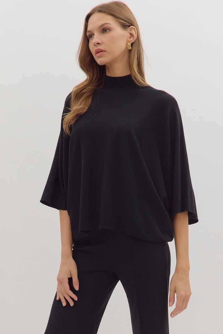 black dolman sleeve entro top womens side