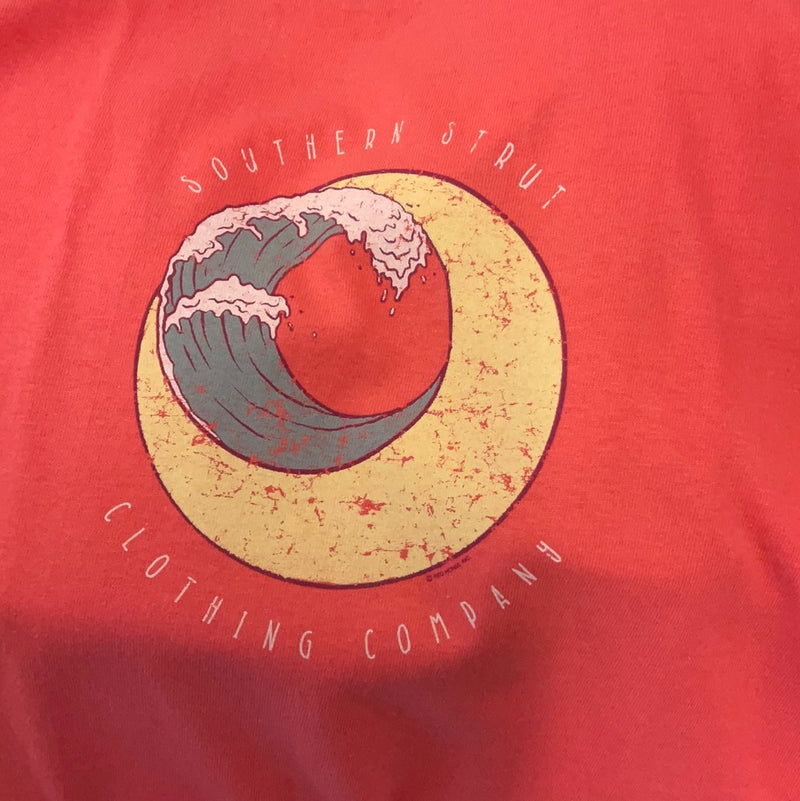 Southern Strut Youth Moon & Waves Coral T Shirt