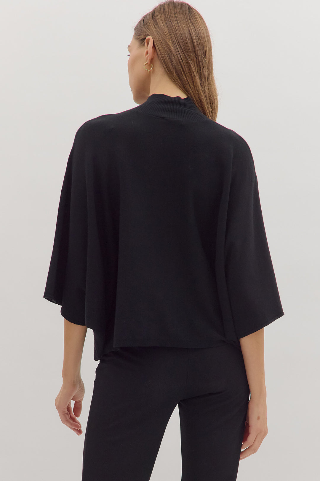 black dolman sleeve entro top womens back