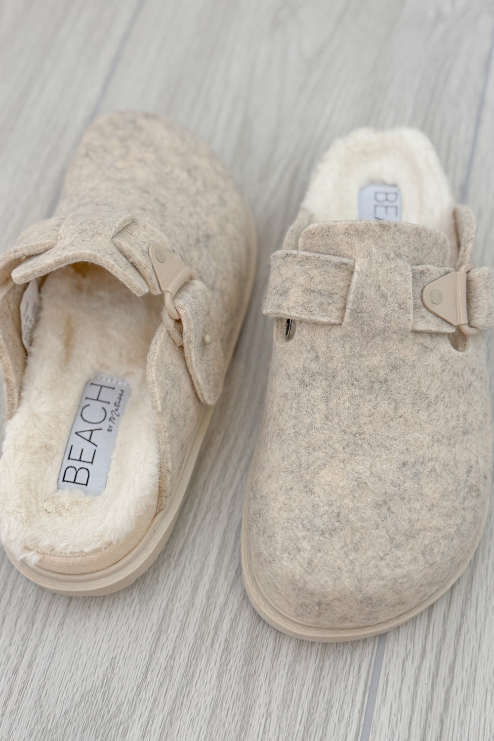 matisse Portland potato shoes slide slipper clog mules oatmeal details