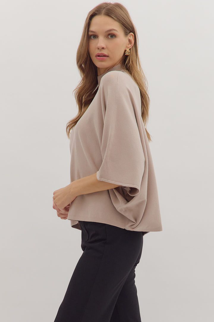 almond natural beige dolman sleeve entro top womens