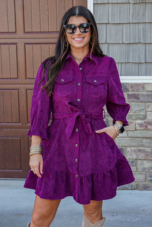 Violet Purple Autumn corduroy dress