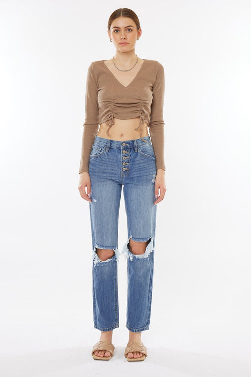 Kan Can Distressed Straight Fit Jeans