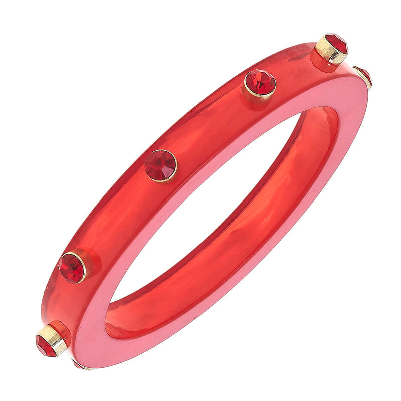 Resin Rhinestone Bangle Bracelet Red
