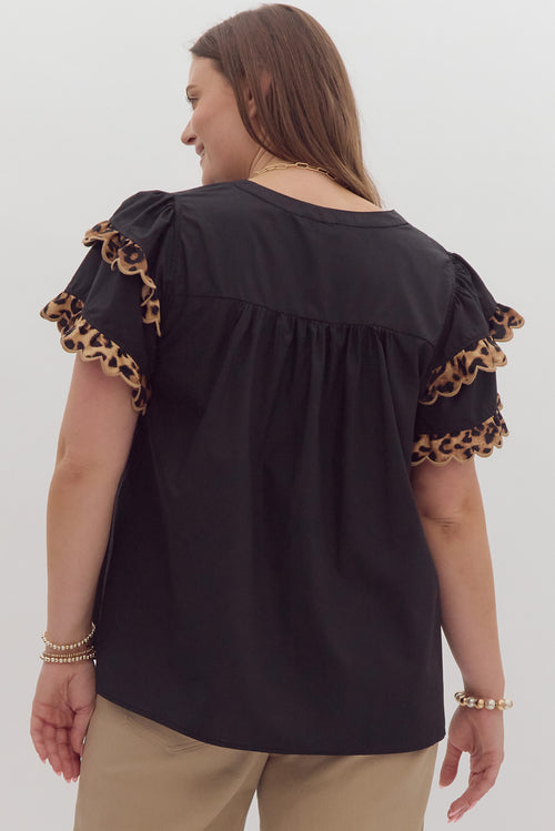 Leopard print entro top plus size