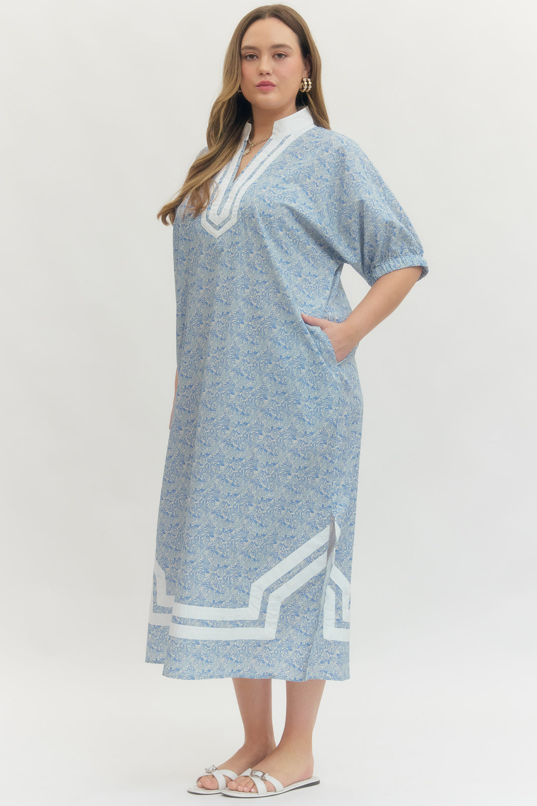 plus size entro floral midi dress