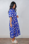 blue leaf print umgee midi dress