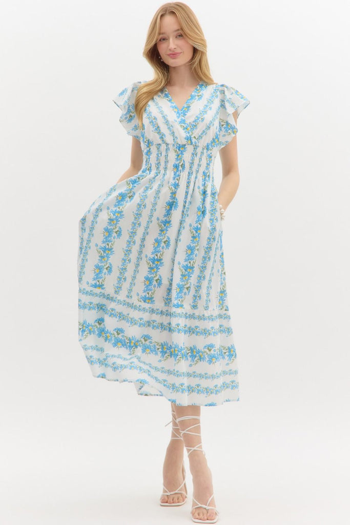 entro holiday dress Navy Bloom Dress