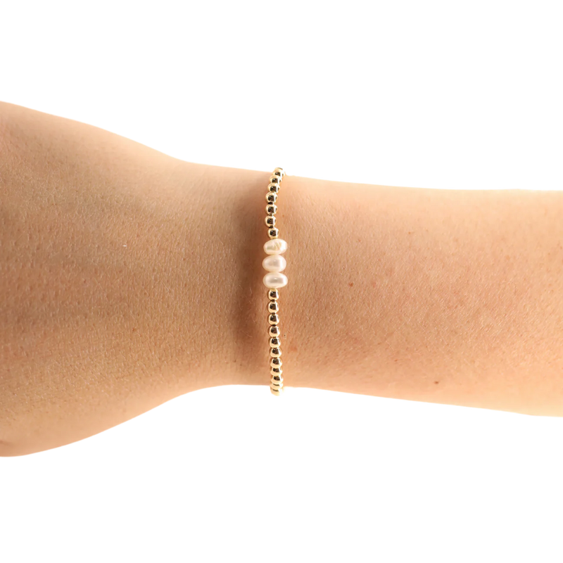 Beaded Blonde Harper pearl and gold beaded bracelets