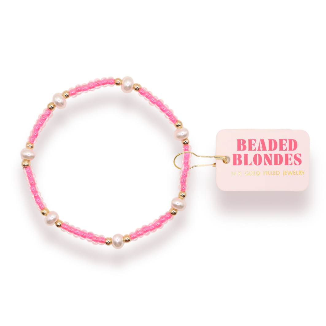 Beaded Blondes Kids pink and pearl beaded bracelet