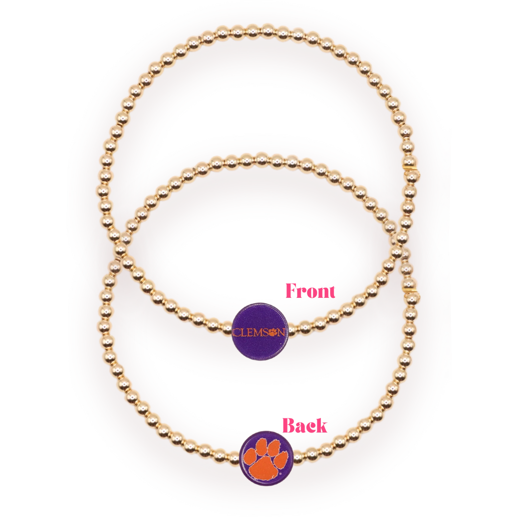 Beaded blondes clemson tigers purple and orange beaded bracelet