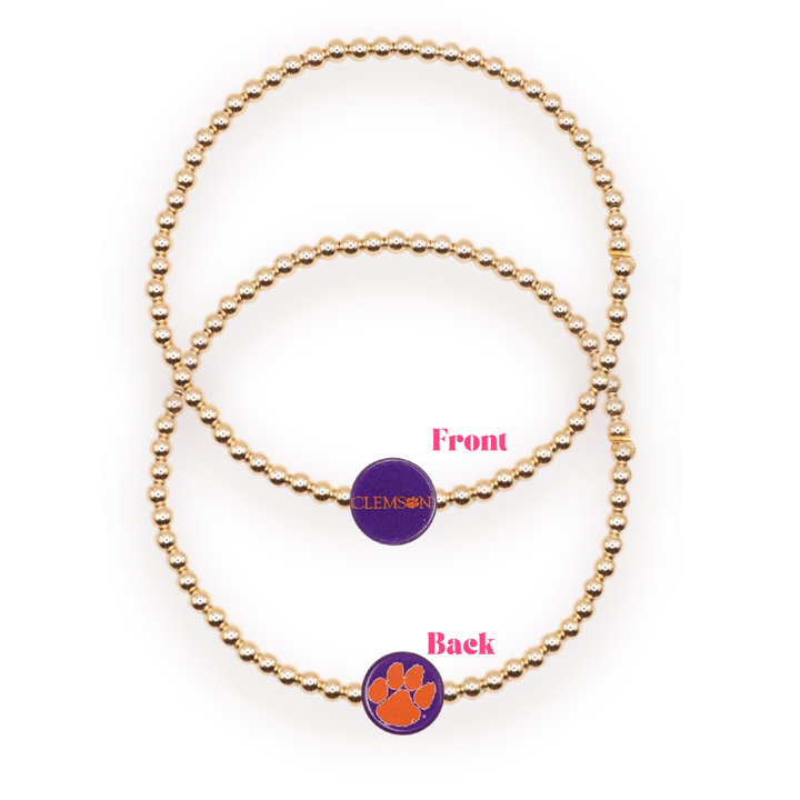 Beaded blondes clemson tigers purple and orange beaded bracelet