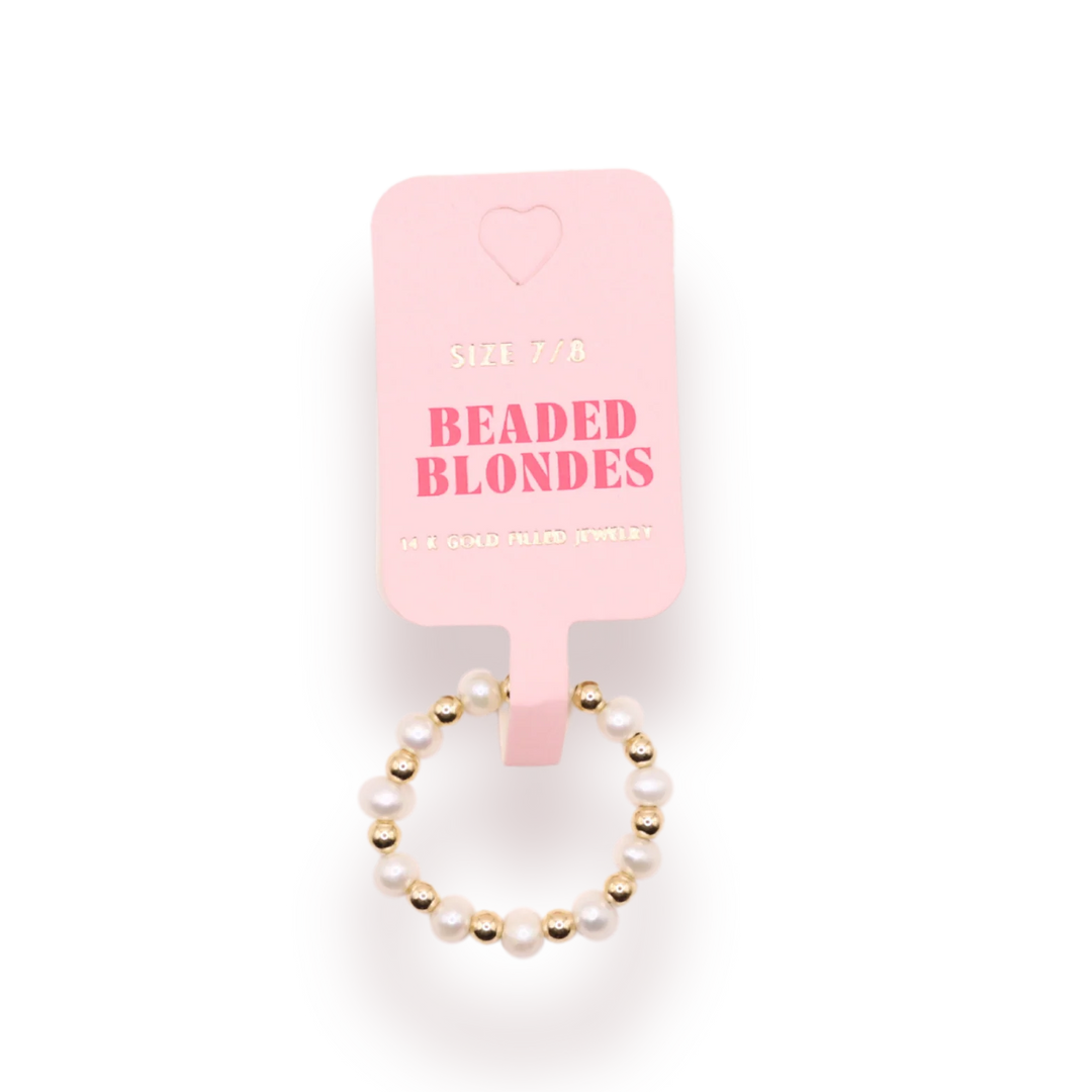 Beaded Blondes coastal pearl ring
