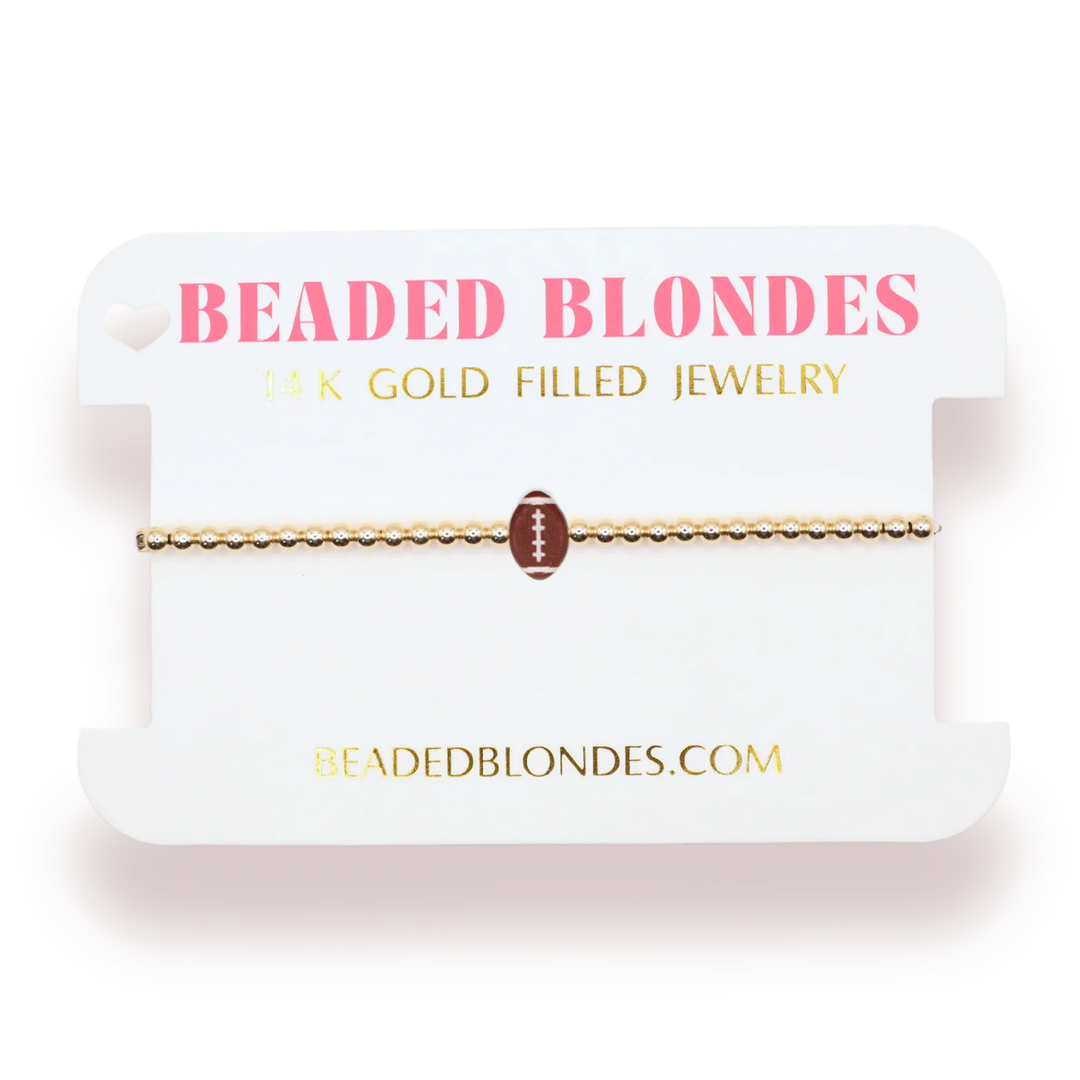 Beaded Blondes Gold bracelet with football charm