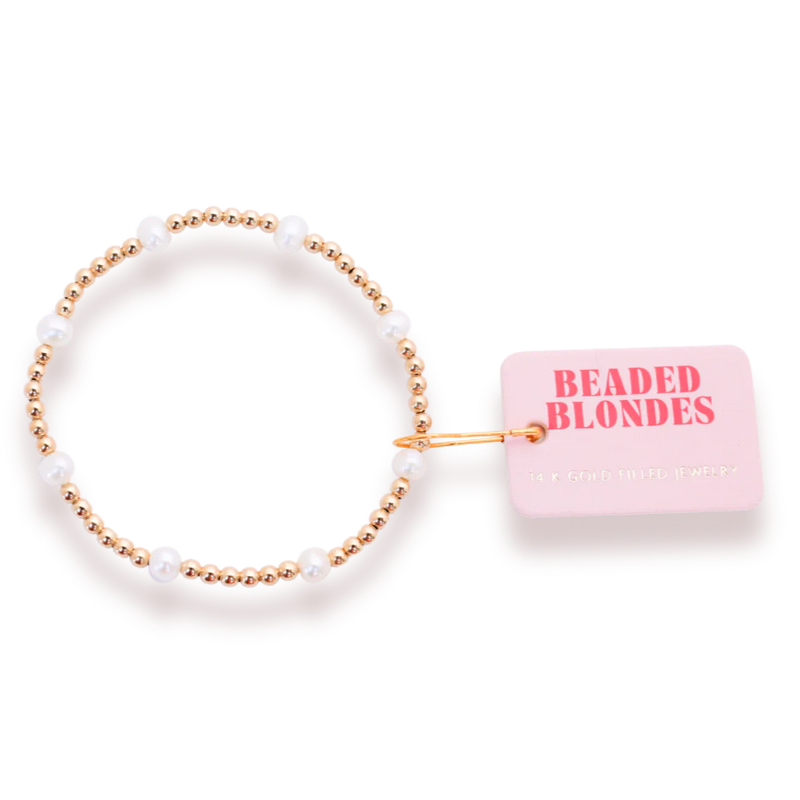 Beaded Blondes Kate gold and pearl beaded necklace