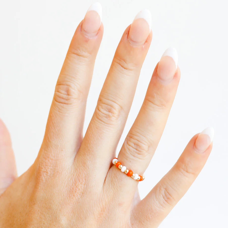 Beaded Blondes Orange Game Day Poppi ring