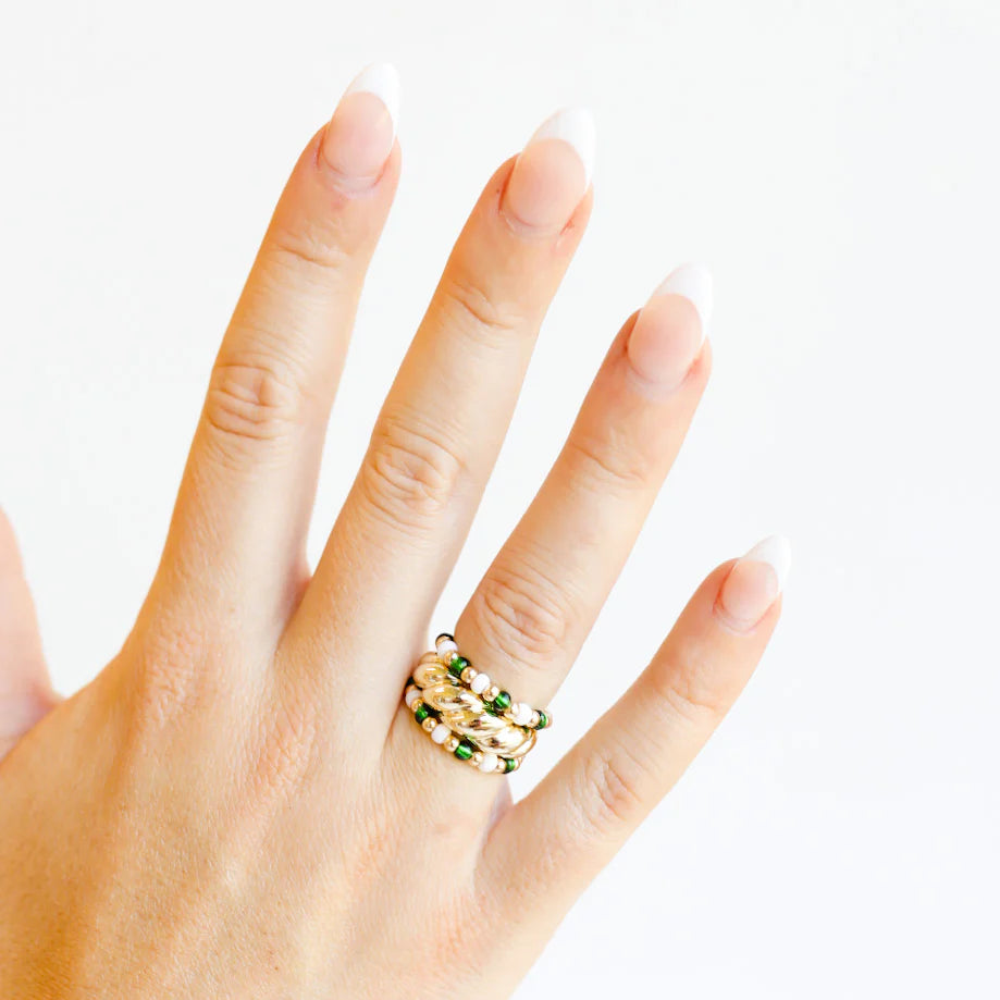 Beaded blondes green poppi ring