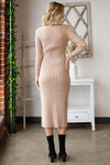Light beige ribbed fitted sweater dress